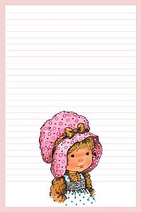 Papel de carta menina touca rosa Mary May com linha pautada
