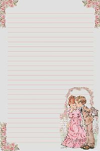 Papel de carta Sarah Kay namorados com linhas pautadas