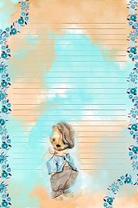 Papel de carta ursinho vintage com linhas pautadas