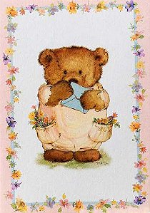 Papel de carta urso contorno flores Mary Hamilton
