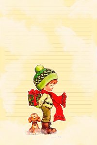 Papel de carta natalino menino Sarah Kay linha pautada