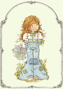 Conjunto papéis de carta Sarah Kay moldura anos 70