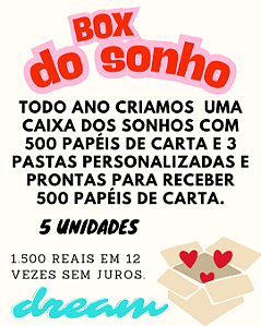 BOX DOS SONHOS - 500 PAPÉIS DE CARTA E MAIS 3 FICHÁRIOS PERSONALIZADOS