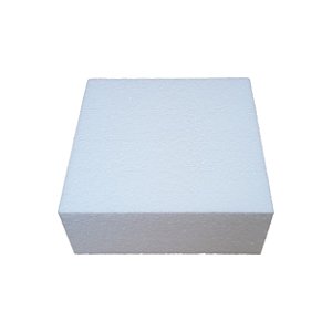 Base Bolo Falso Quadrado Isopor 25Cm x 10Cm EPS Aniversário