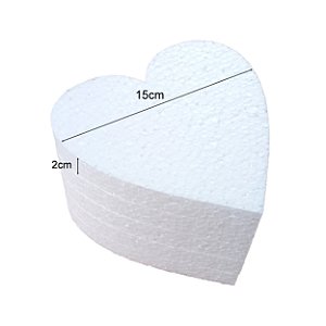Disco De Isopor EPS Coração 15Cm x 2Cm Pct C/5 Un Bolo Falso