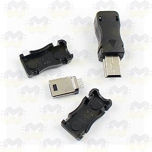 Conector Mini USB Macho de 5 Pinos com Capa