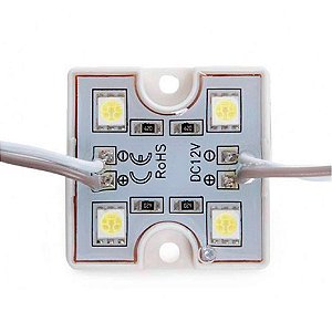 Módulo 4 LEDs SMD 5050 35x35x5mm Impermeável