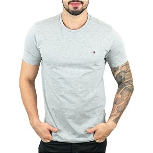 Camiseta Tommy Hilfiger Básica Cinza Claro