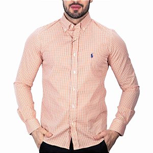 Camisa RL Xadrez Custom Fit Laranja