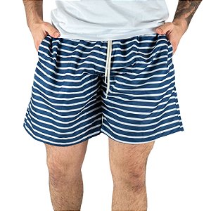 Shorts Beach Disky Listrado Azul Marinho