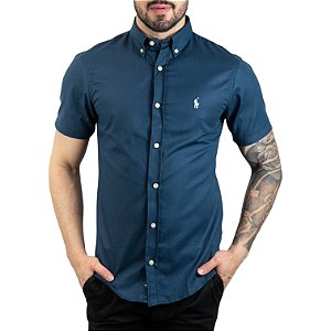 Camisa RL Oxford Manga Curta Azul Petróleo