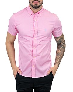 Camisa Rosa Claro Manga Curta