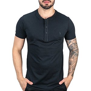 Camiseta Henley RL Preta