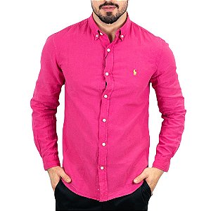 Camisa RL Linho Rosa Escuro