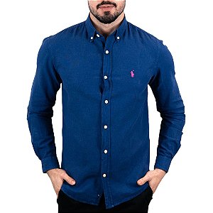 Camisa RL Linho Azul Marinho