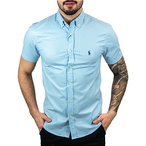 Camisa RL Oxford Azul Raf Manga Curta