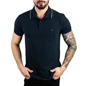 Camisa Polo Aramis 3 Listras Azul Marinho