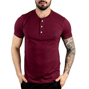 Camiseta Henley RL Bordô