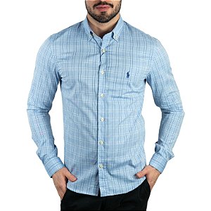 Camisa RL Xadrez Custom Fit Azul