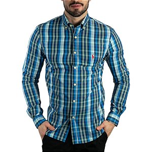 Camisa RL Xadrez Custom Fit Azul