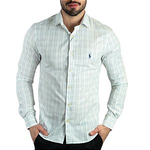 Camisa Xadrez Branco/Azul