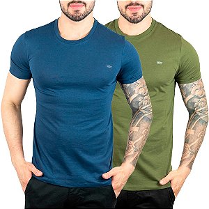 Kit 2 Camiseta Diesel Militar e Marinho