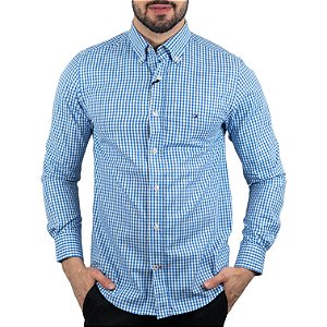 Camisa Tommy Hilfiger Xadrez Custom Fit Azul