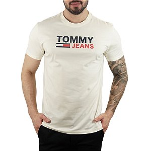 Camiseta Tommy Jeans Logo Tee Off White