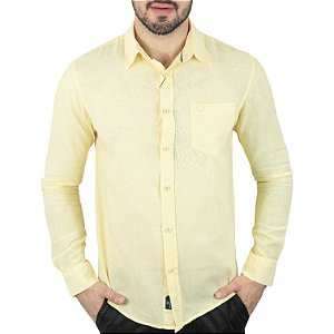 Camisa VersatiOld Linho Custom Fit Amarela