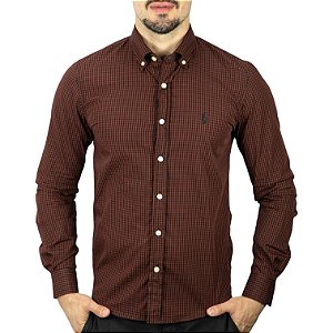 Camisa RL Xadrez Custom Fit Monaco Bordô