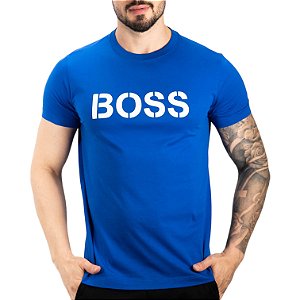 Camiseta Boss Big Logo Azul Royal