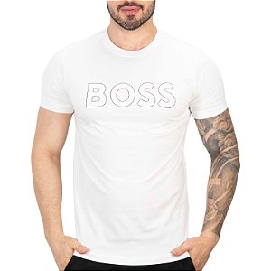 Camiseta Boss Big Logo Risque Off White