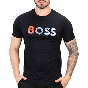 Camiseta Boss Big Logo Colors Preta