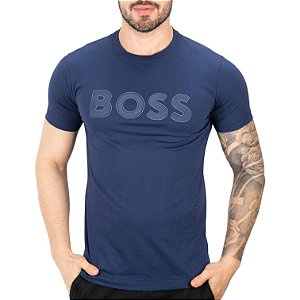 Camiseta Boss Big Logo Risque Azul Marinho