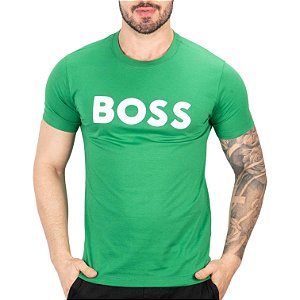 Camiseta Boss Big Logo Verde e Branca