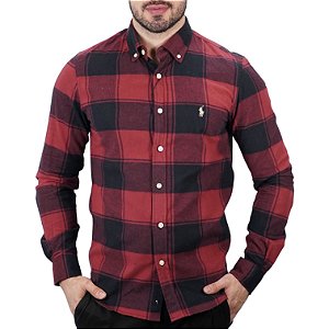 Camisa RL Xadrez Flanelada Preta e Vermelha