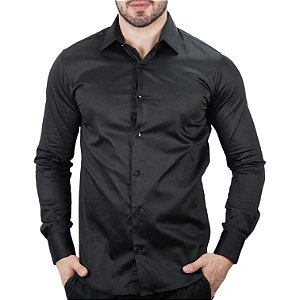 Camisa slim fit elegant marinho - Moda Masculina