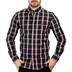 Camisa RL Custom Fit Xadrez Preta e Vermelha