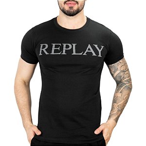 Camiseta Replay Brasão Preta