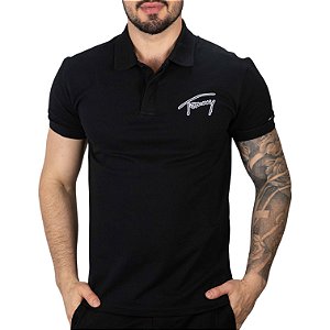 Camisa Polo Tommy Jeans Signature Preta