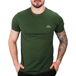 Camiseta AX Escrita Verde Militar