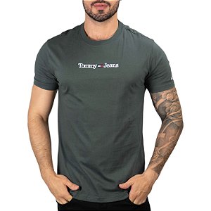 Camiseta Tommy Jeans Linear Logo Tee Chumbo