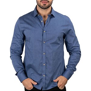 Camisa Calvin Klein Slim Azul Marinho