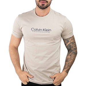Camiseta Calvin Klein Algodão Logo Bege