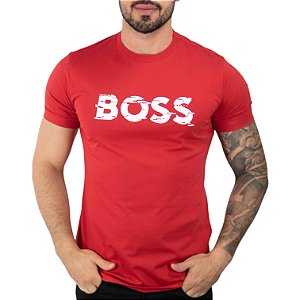 Camiseta Boss Risque Algodão Vermelha