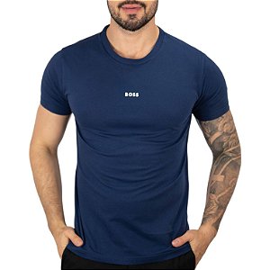 Camiseta Boss Mini Logo Central Azul Marinho