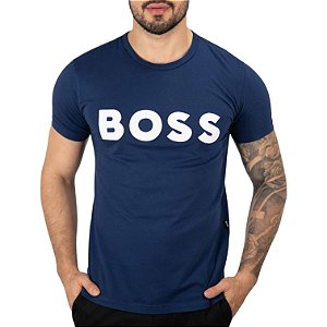 Camiseta Boss Patch Logo Azul Marinho