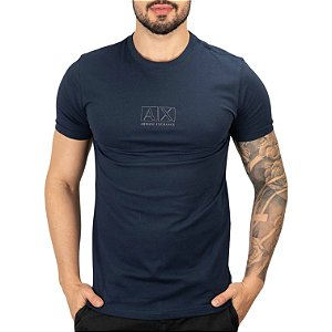 Camiseta AX Logo Central Azul Marinho