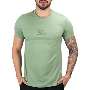 Camiseta AX Logo Central Verde Sálvia