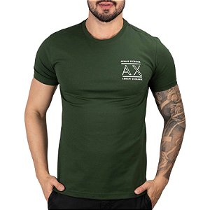 Camiseta AX Logo Lateral Verde Militar - SALE